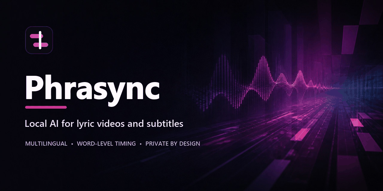 Anteprima di Phrasync, studio AI locale per lyric video e sottotitoli